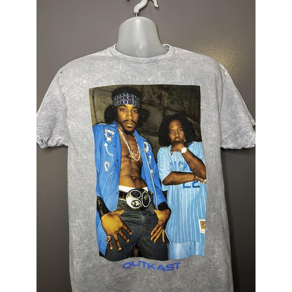 Outkast Shirt Mens Large Gray Acid Wash Andre 3000 Big Boi Graphic Tee Hip Hop